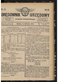 Orędownik Urzędowy Powiatu Kościańskiego 1924.04.08 R.60 Nr 14