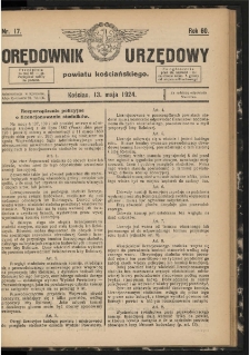 Orędownik Urzędowy Powiatu Kościańskiego 1924.05.13 R.60 Nr 17