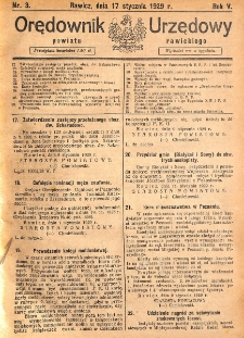 Orędownik Urzędowy Powiatu Rawickiego 1929.01.17 R.5 Nr 3