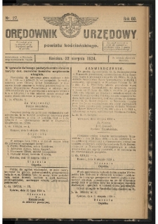 Orędownik Urzędowy Powiatu Kościańskiego 1924.08.22 R.60 Nr 27