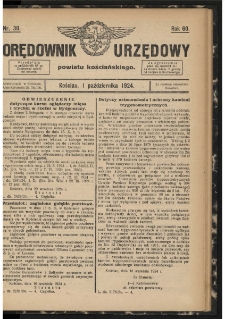 Orędownik Urzędowy Powiatu Kościańskiego 1924.10.01 R.60 Nr 30