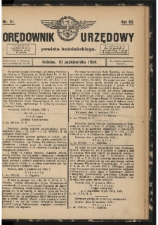 Orędownik Urzędowy Powiatu Kościańskiego 1924.10.10 R.60 Nr 31