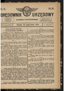 Orędownik Urzędowy Powiatu Kościańskiego 1924.10.30 R.60 Nr 33