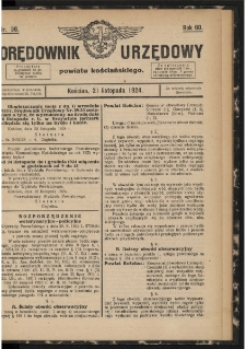Orędownik Urzędowy Powiatu Kościańskiego 1924.11.21 R.60 Nr 36