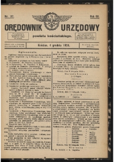 Orędownik Urzędowy Powiatu Kościańskiego 1924.12.04 R.60 Nr 37