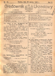 Orędownik Urzędowy Powiatu Rawickiego 1929.03.30 R.5 Nr 13