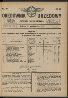 Orędownik Urzędowy Powiatu Kościańskiego 1925.10.31 R.62 Nr 37