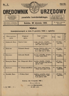 Orędownik Urzędowy Powiatu Kościańskiego 1926.01.30 R.63 Nr 3