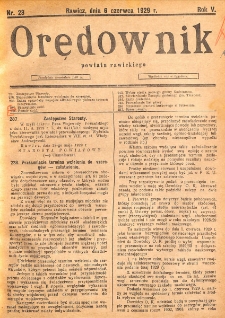 Orędownik Powiatu Rawickiego 1929.06.06 R.5 Nr 23