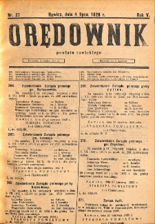 Orędownik Powiatu Rawickiego 1929.07.04 R.5 Nr 27