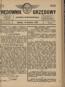 Orędownik Urzędowy Powiatu Kościańskiego 1926.04.10 R.63 Nr 12