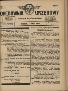 Orędownik Urzędowy Powiatu Kościańskiego 1926.05.15 R.63 Nr 17