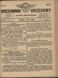 Orędownik Urzędowy Powiatu Kościańskiego 1926.07.03 R.63 Nr 24