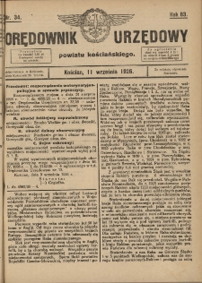 Orędownik Urzędowy Powiatu Kościańskiego 1926.09.11 R.63 Nr 34