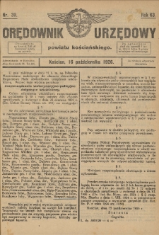 Orędownik Urzędowy Powiatu Kościańskiego 1926.10.16 R.63 Nr 39