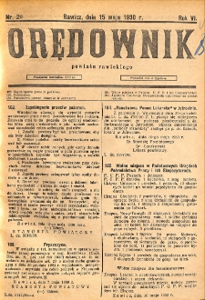 Orędownik Powiatu Rawickiego 1930.05.15 R.6 Nr 20
