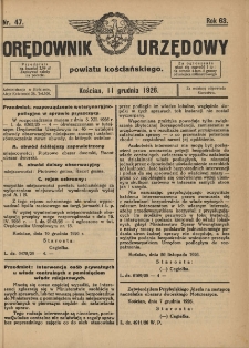 Orędownik Urzędowy Powiatu Kościańskiego 1926.12.11 R.63 Nr 47