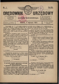 Orędownik Urzędowy Powiatu Kościańskiego 1927.01.05 R.64 Nr 1