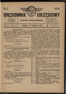 Orędownik Urzędowy Powiatu Kościańskiego 1927.01.15 R.64 Nr 2