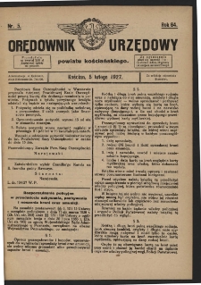 Orędownik Urzędowy Powiatu Kościańskiego 1927.02.05 R.64 Nr 5