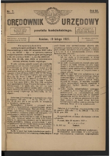 Orędownik Urzędowy Powiatu Kościańskiego 1927.02.19 R.64 Nr 7