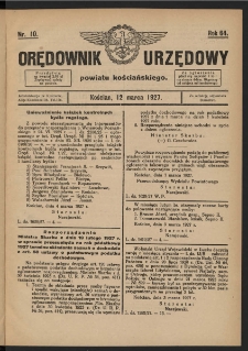 Orędownik Urzędowy Powiatu Kościańskiego 1927.03.12 R.64 Nr 10