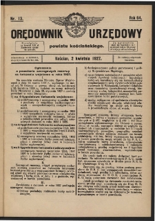 Orędownik Urzędowy Powiatu Kościańskiego 1927.04.02 R.64 Nr 13