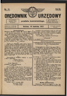 Orędownik Urzędowy Powiatu Kościańskiego 1927.04.16 R.64 Nr 15