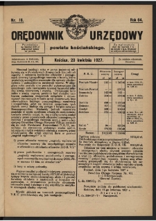 Orędownik Urzędowy Powiatu Kościańskiego 1927.04.23 R.64 Nr 16