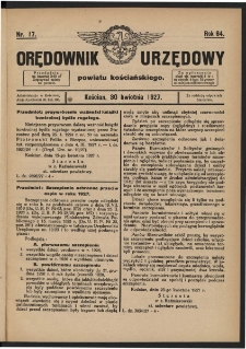 Orędownik Urzędowy Powiatu Kościańskiego 1927.04.30 R.64 Nr 17