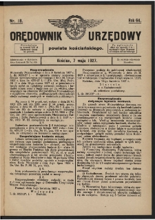 Orędownik Urzędowy Powiatu Kościańskiego 1927.05.07 R.64 Nr 18