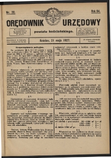 Orędownik Urzędowy Powiatu Kościańskiego 1927.05.21 R.64 Nr 20