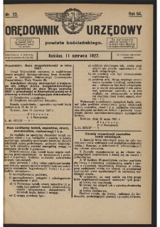 Orędownik Urzędowy Powiatu Kościańskiego 1927.06.11 R.64 Nr 23
