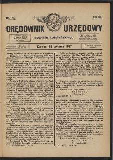 Orędownik Urzędowy Powiatu Kościańskiego 1927.06.18 R.64 Nr 24