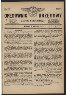 Orędownik Urzędowy Powiatu Kościańskiego 1927.08.06 R.64 Nr 29