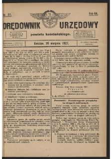 Orędownik Urzędowy Powiatu Kościańskiego 1927.08.20 R.64 Nr 32