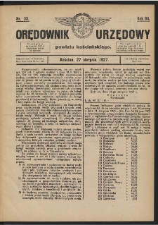 Orędownik Urzędowy Powiatu Kościańskiego 1927.08.27 R.64 Nr 33