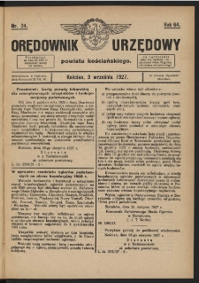 Orędownik Urzędowy Powiatu Kościańskiego 1927.09.03 R.64 Nr 34