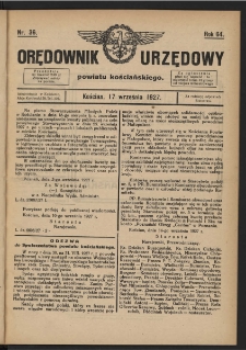 Orędownik Urzędowy Powiatu Kościańskiego 1927.09.17 R.64 Nr 36
