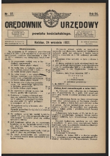 Orędownik Urzędowy Powiatu Kościańskiego 1927.09.24 R.64 Nr 37