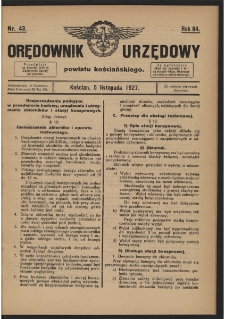 Orędownik Urzędowy Powiatu Kościańskiego 1927.11.05 R.64 Nr 43
