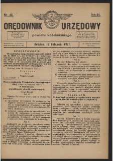 Orędownik Urzędowy Powiatu Kościańskiego 1927.11.12 R.64 Nr 44