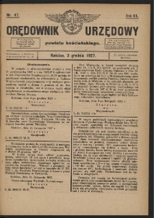 Orędownik Urzędowy Powiatu Kościańskiego 1927.12.03 R.64 Nr 47