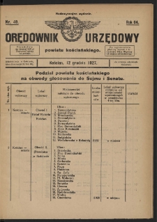Orędownik Urzędowy Powiatu Kościańskiego 1927.12.12 R.64 Nr 49