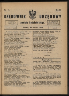 Orędownik Urzędowy Powiatu Kościańskiego 1928.01.25 R.65 Nr 4