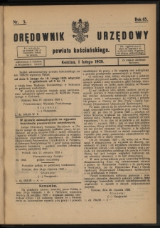 Orędownik Urzędowy Powiatu Kościańskiego 1928.02.01 R.65 Nr 5