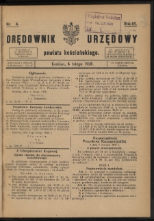 Orędownik Urzędowy Powiatu Kościańskiego 1928.02.08 R.65 Nr 6