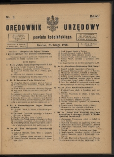 Orędownik Urzędowy Powiatu Kościańskiego 1928.02.25 R.65 Nr 9