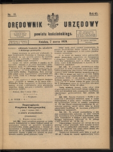 Orędownik Urzędowy Powiatu Kościańskiego 1928.03.07 R.65 Nr 11