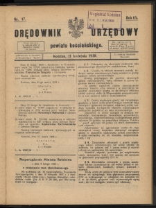 Orędownik Urzędowy Powiatu Kościańskiego 1928.04.11 R.65 Nr 17